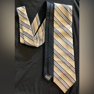 John W. Nordstrom Cream, Blue & Gray Silk Tie with Stripes